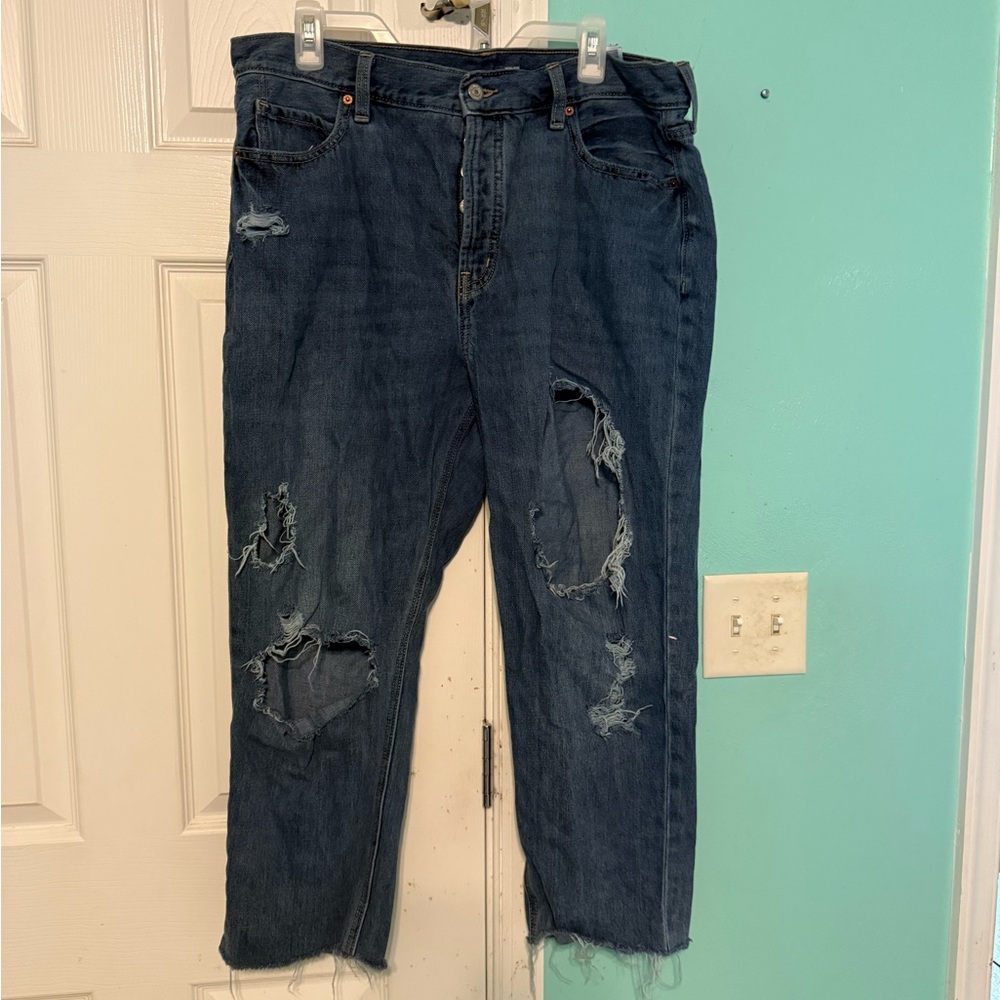 Old Navy Dark Blue Distressed Jeans